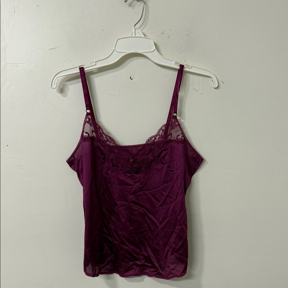 Vanity Fair Lace Trim Purple Cami Top